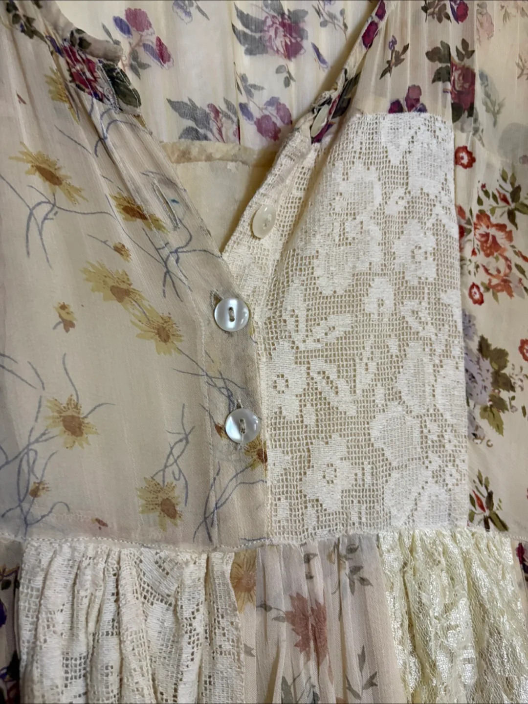 Vintage Nikky Floral Patchwork Dress - Size L image indicator(5)