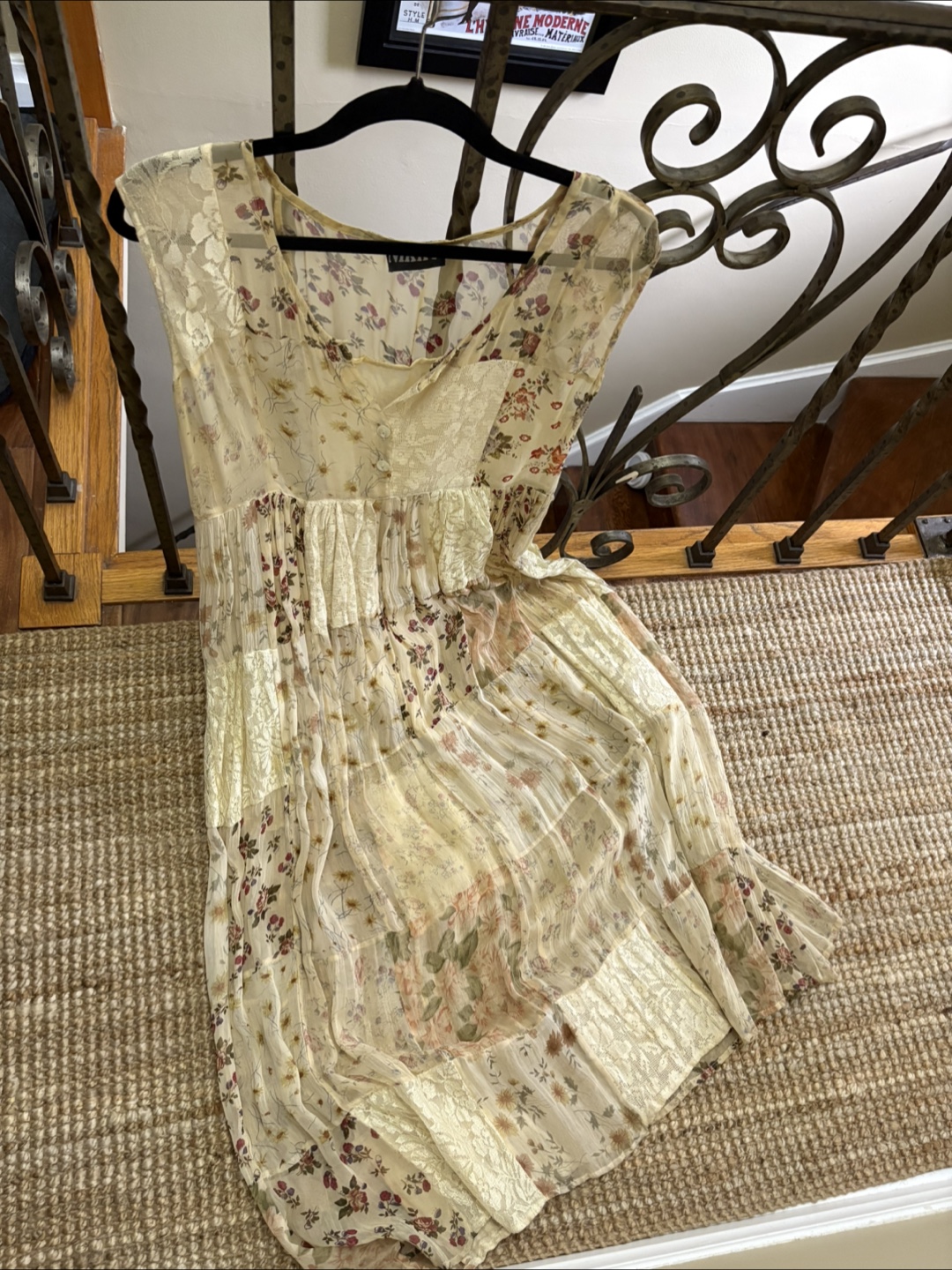 Vintage Nikky Floral Patchwork Dress - Size L