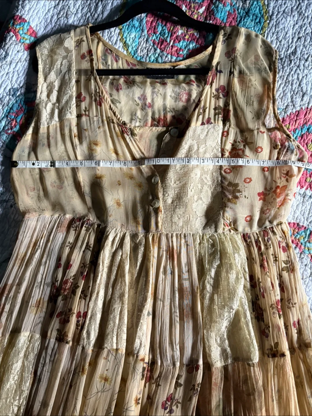 Vintage Nikky Floral Patchwork Dress - Size L image indicator(8)