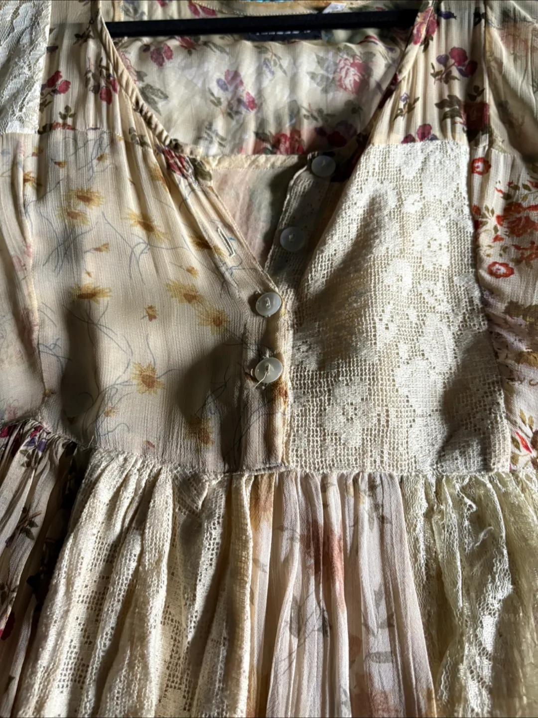 Vintage Nikky Floral Patchwork Dress - Size L image indicator(7)