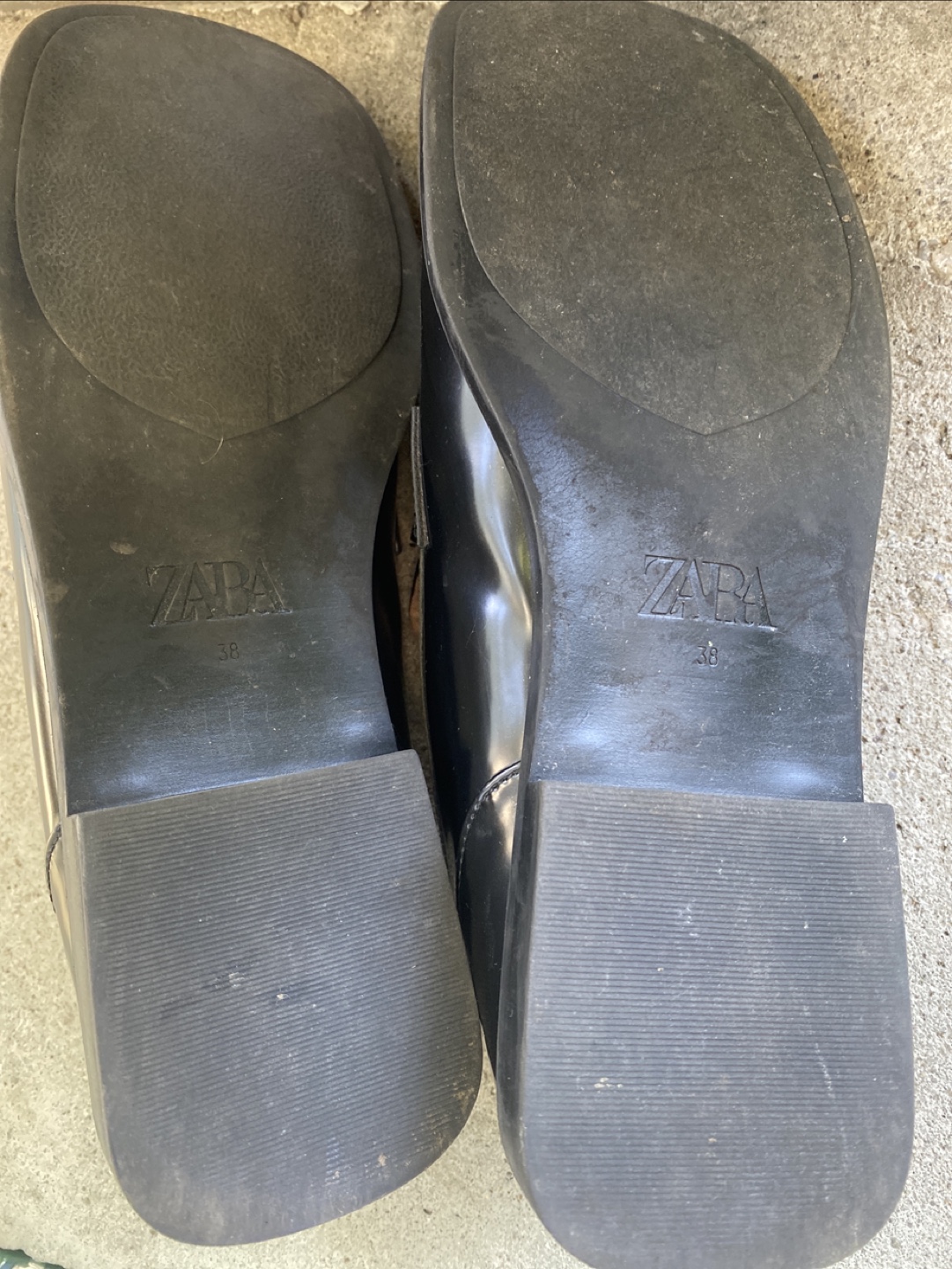 Zara Patent Faux Loafers - Size 38 Black - photo 2