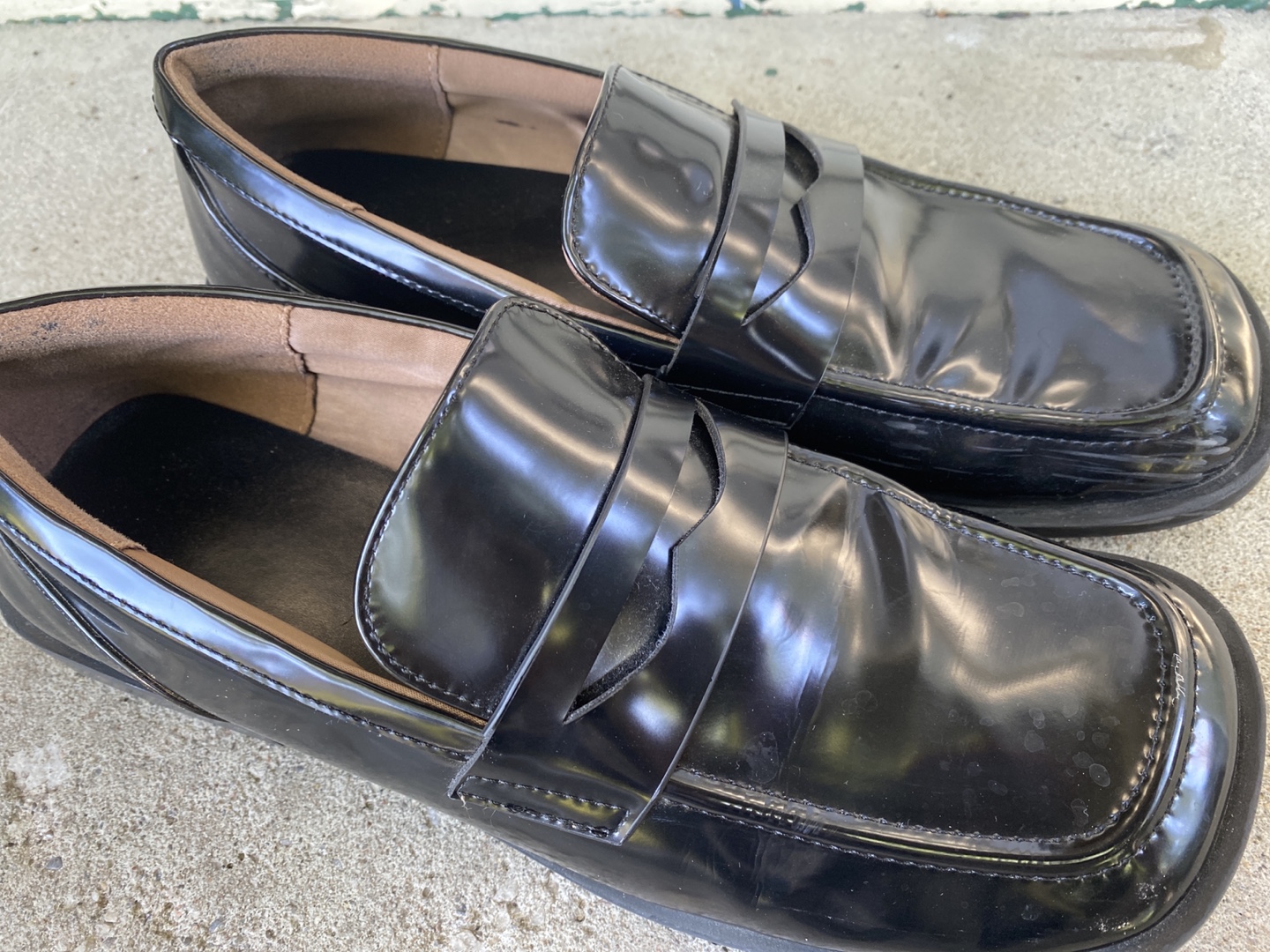 Zara Patent Faux Loafers - Size 38 Black - photo 3