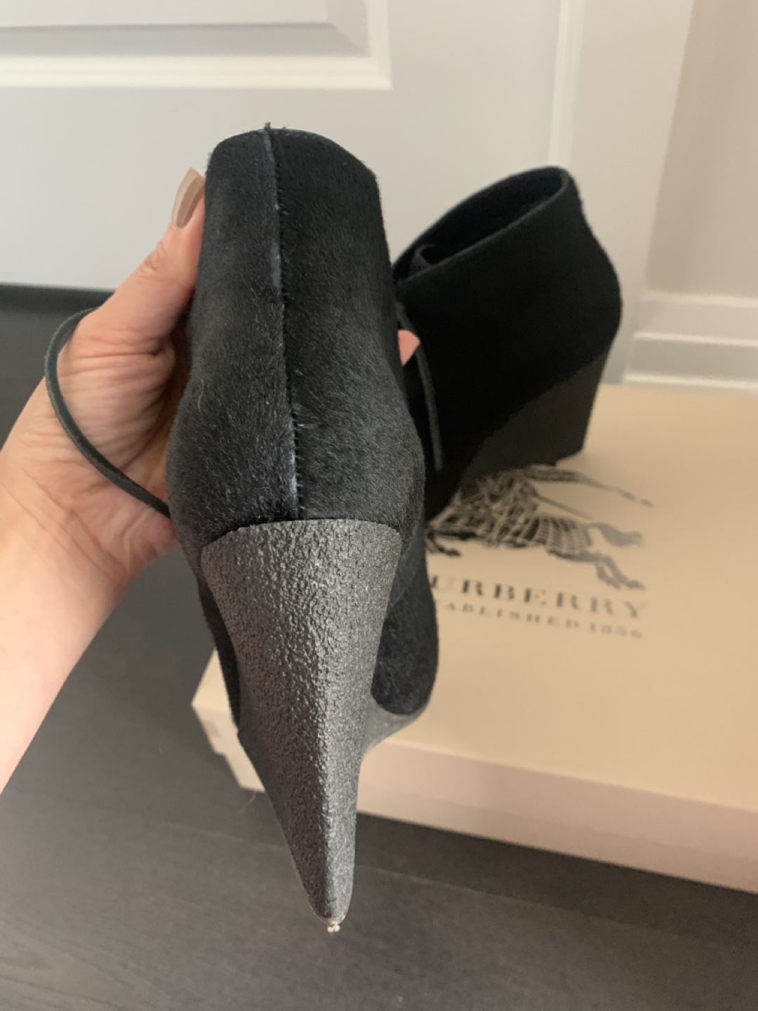 Burberry Black Wedge Booties - Size 36 - photo 4