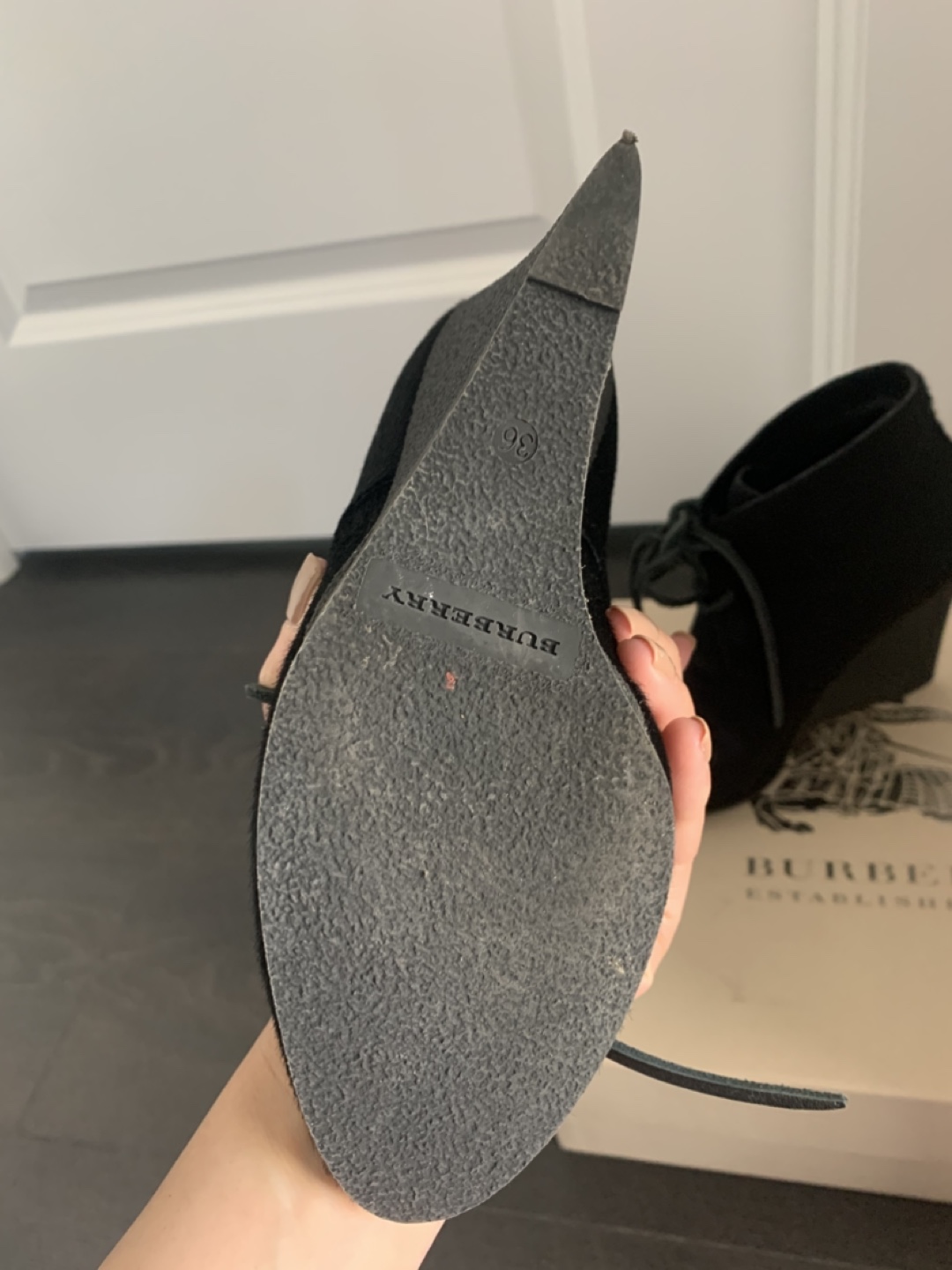 Burberry Black Wedge Booties - Size 36 - photo 3