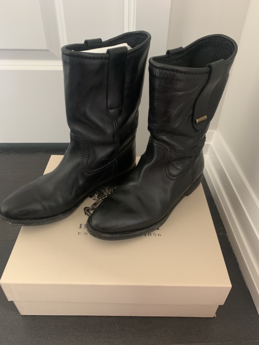 Burberry Black Leather Ankle Boots