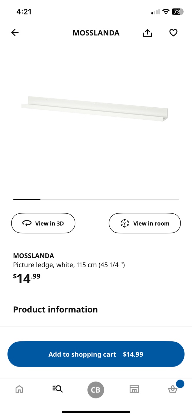 IKEA MOSSLANDA Picture Ledge - White, 115cm - photo 2