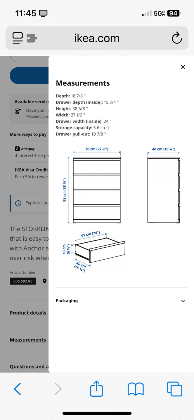 IKEA STORLINTA 4-Drawer Chest - Dark Brown/Oak Effect image indicator(3)