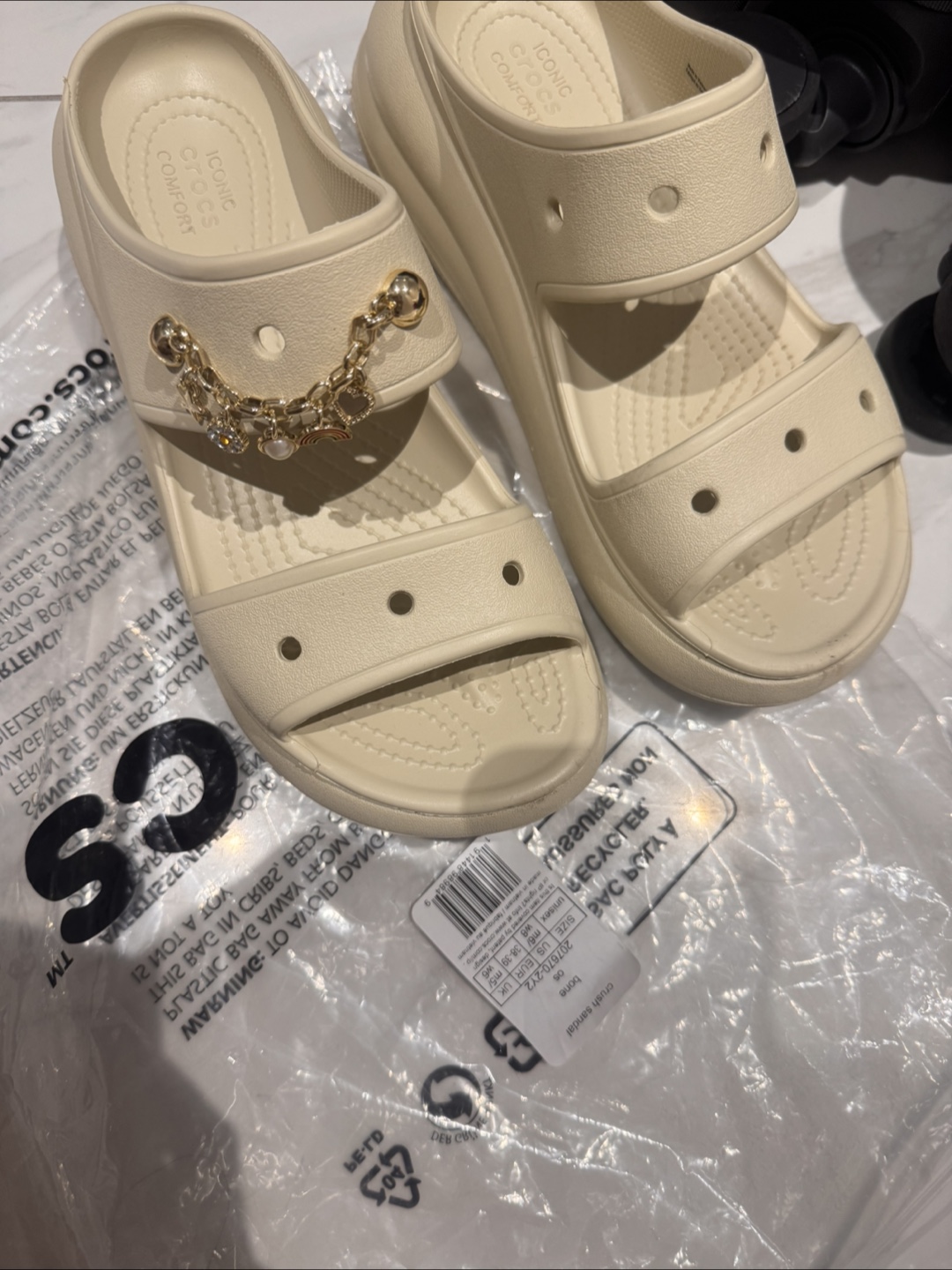 Crocs Crush Sandal Bone, Women's Size 8 / Men's 6