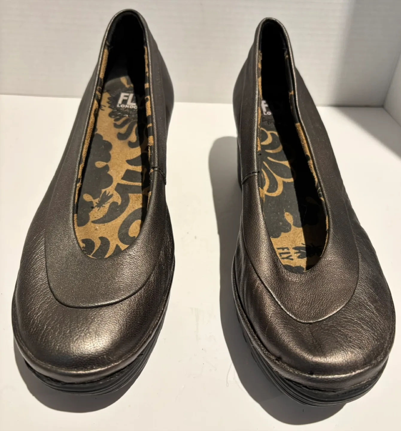 Fly London Shoes Womens EU 41, US 9. Brown Leather Slip On Wedge thumbnail