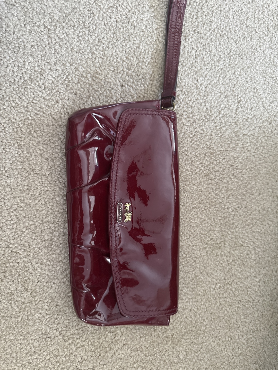 Coach Burgundy Patent Leather Wristlet