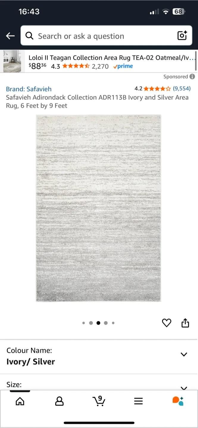 Safavieh Adirondack Ivory/Silver Area Rug 6ft x 9ft image indicator(2)
