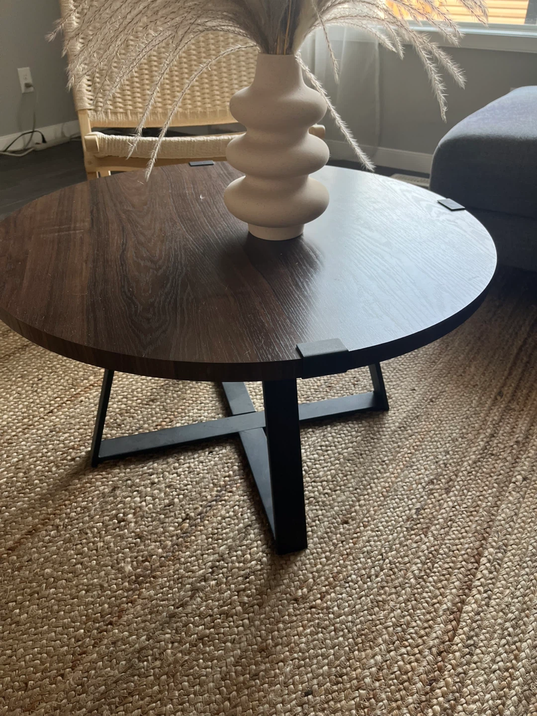 🔥🔥Round Coffee Table - Wood & Black