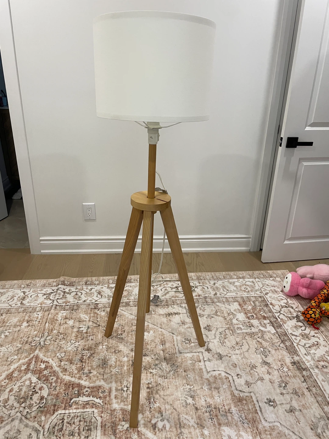 Tripod Floor Lamp - Wood & White