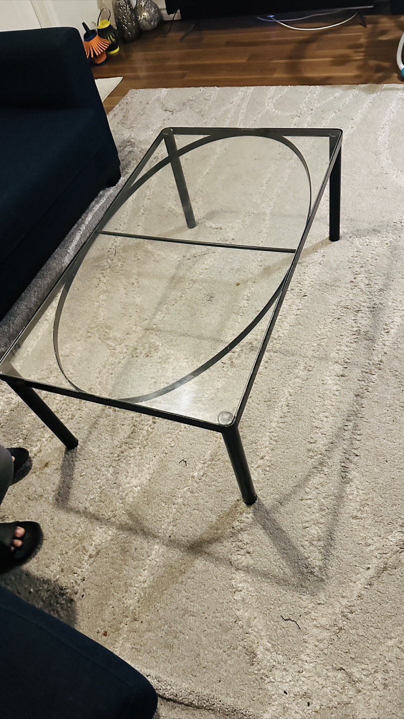 Glass Top Coffee Table - Black Frame
