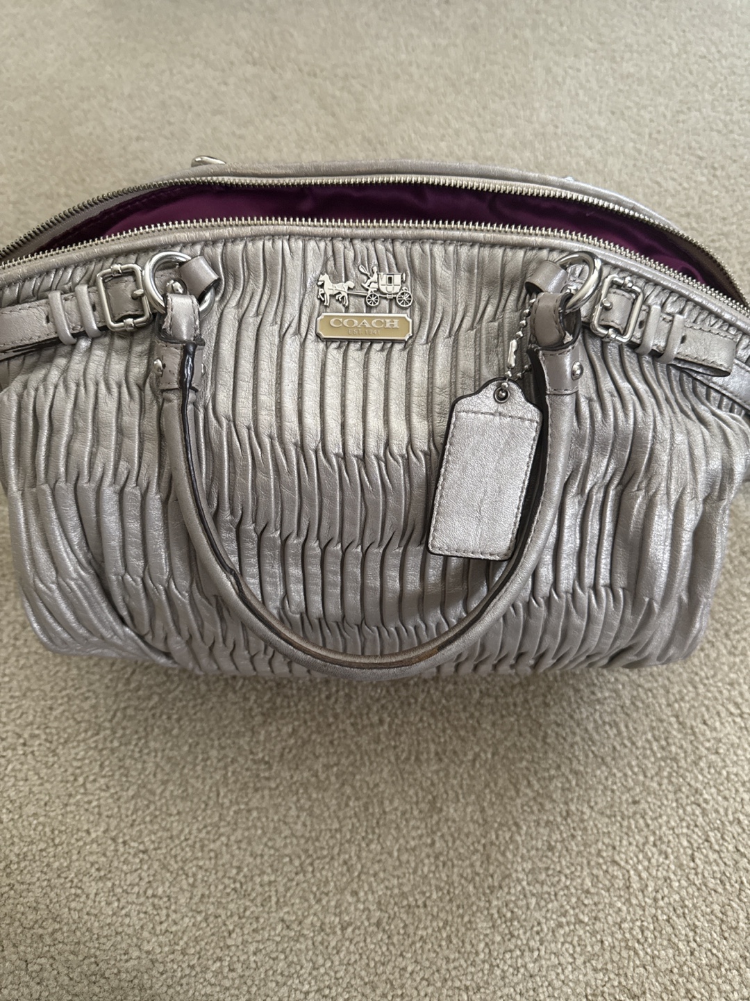 Coach Silver Leather Satchel