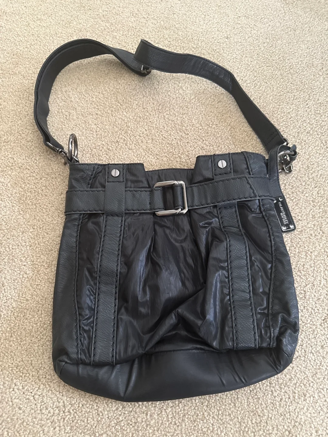 Hillary Radley Black Leather Shoulder Bag