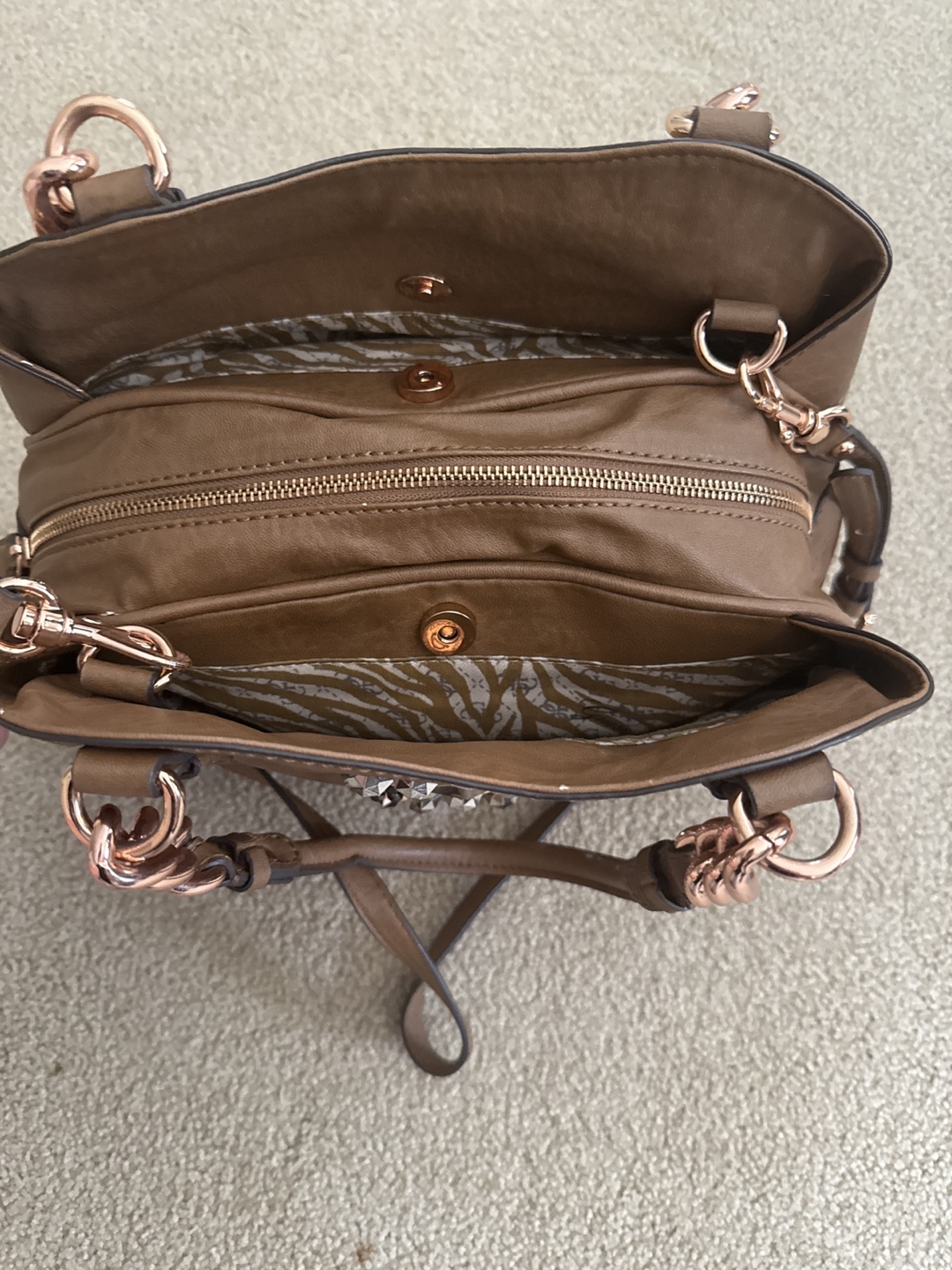 Guess Brown Studded Satchel Bag - photo 2