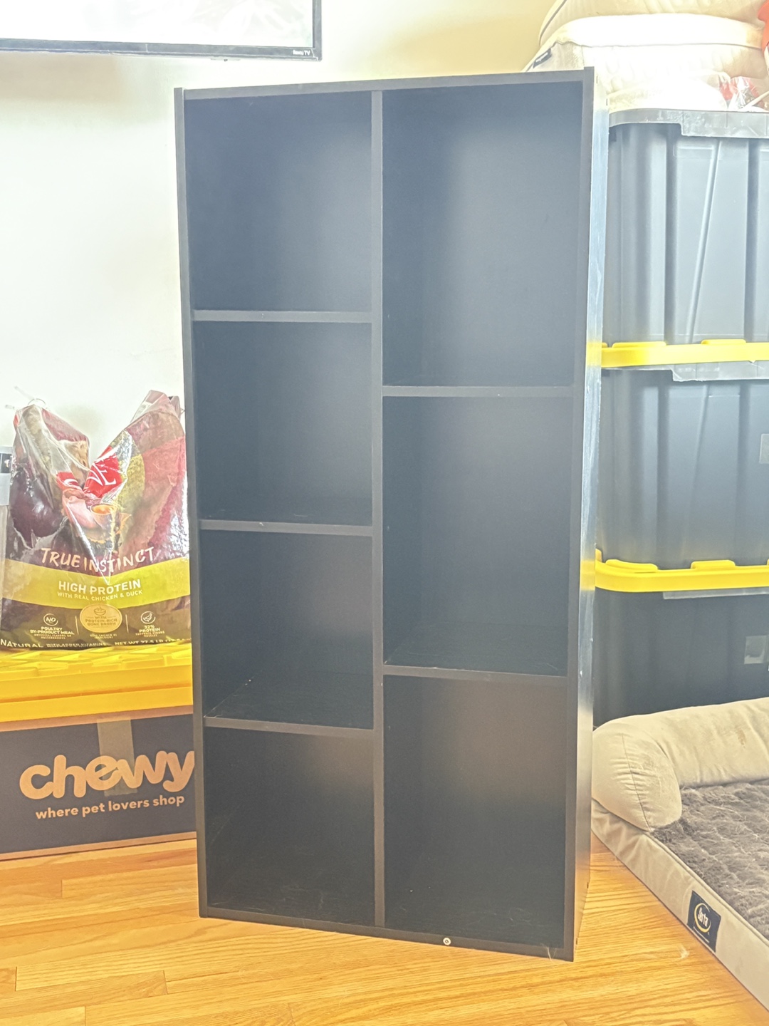 Black Bookshelf with 8 Cubes