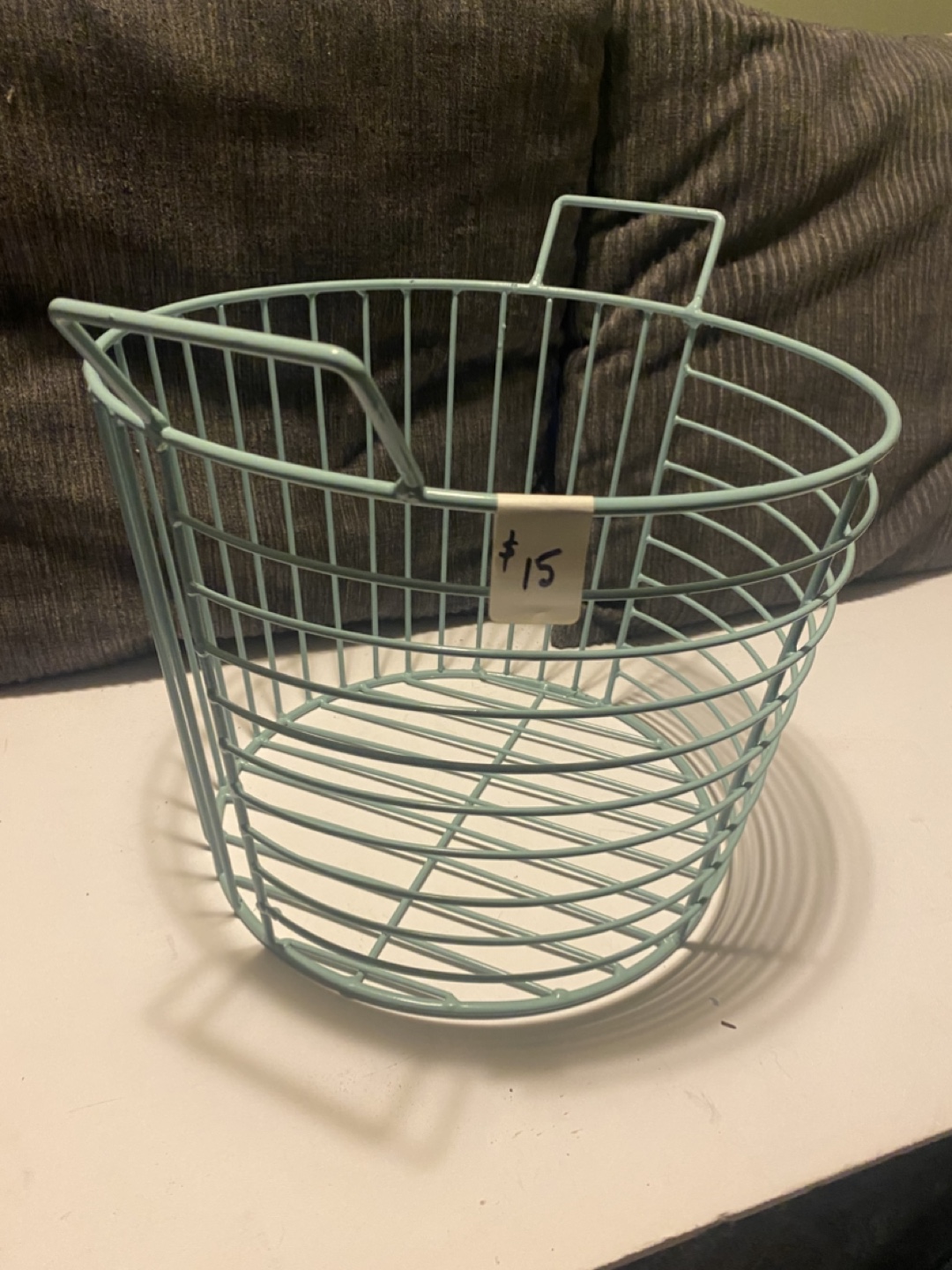 Light Blue Green pastel Wire Basket with Handles
