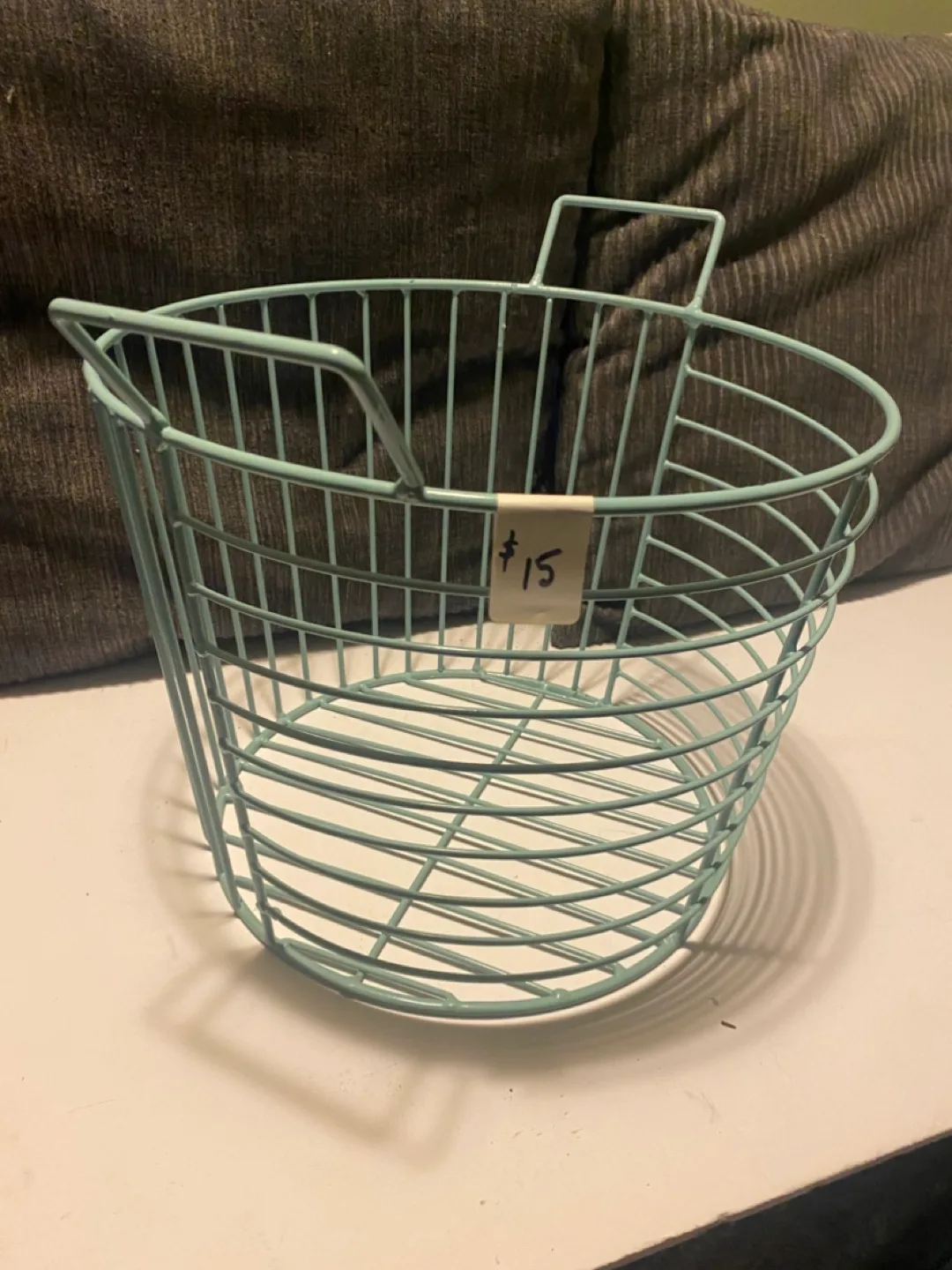 Light Blue Wire Basket with Handles thumbnail