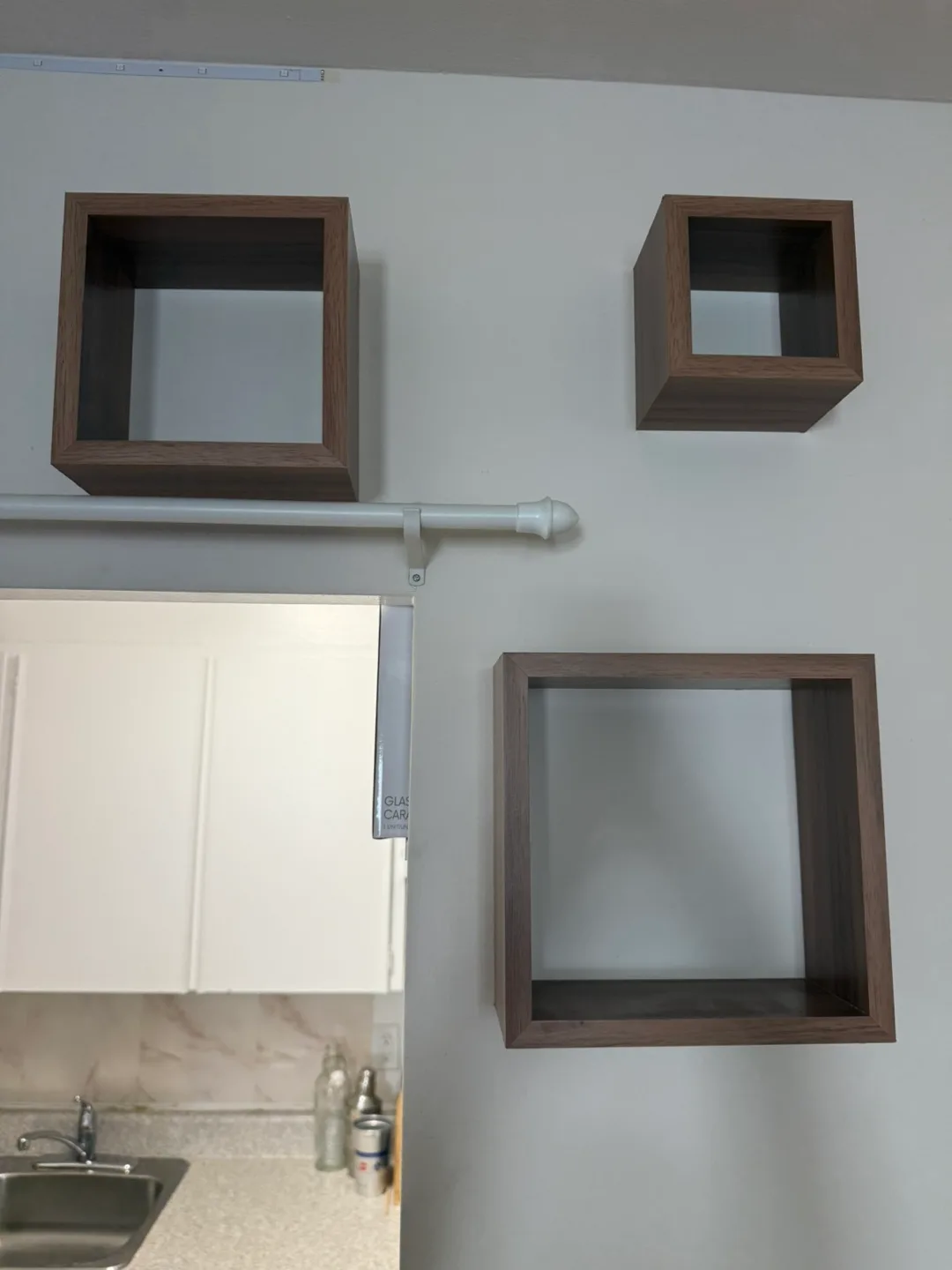 Set of 3 Brown Wood Cube Shelves thumbnail