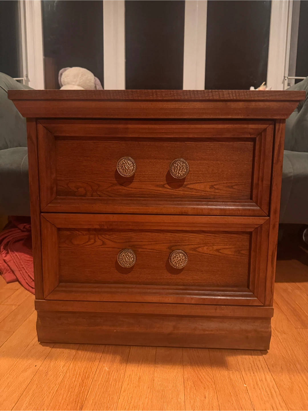 Wood Nightstand with Two Drawers