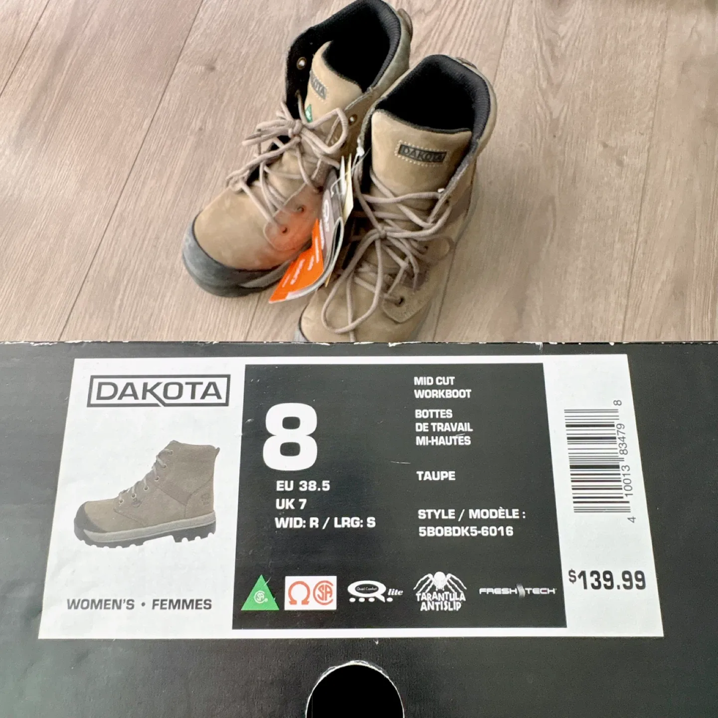 New Dakota women’s mid cut work boots size 8 image indicator(3)