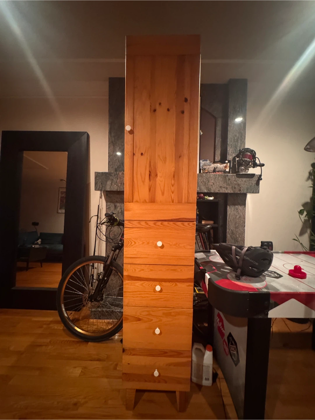Tall Wooden Cabinet with Drawers