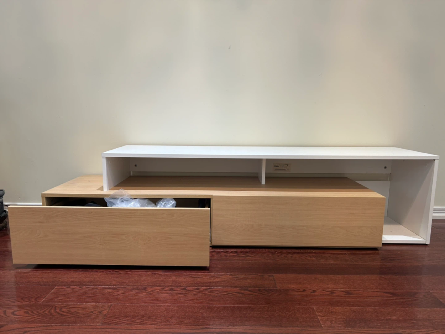 Modern White & Wood TV Stand - photo 2