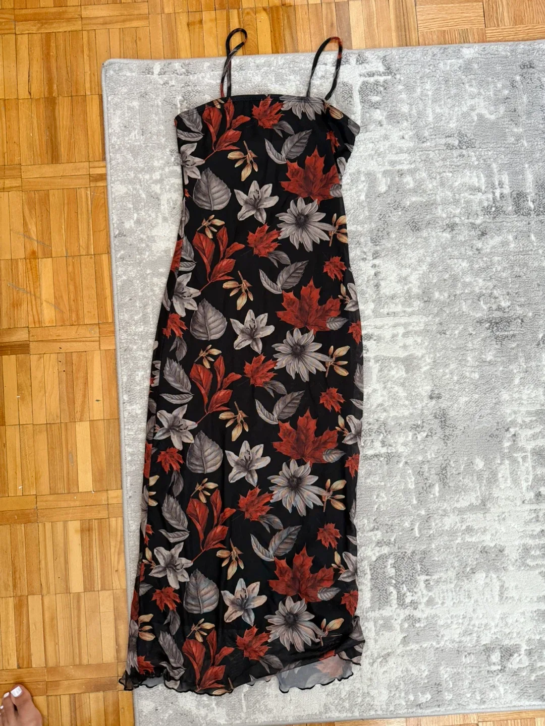 Floral Print Spaghetti Strap Dress thumbnail