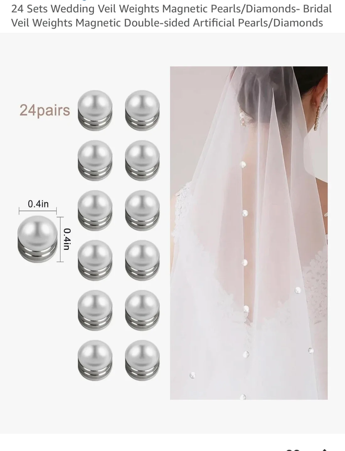 Wedding Veil Weights Magnetic Pearls thumbnail