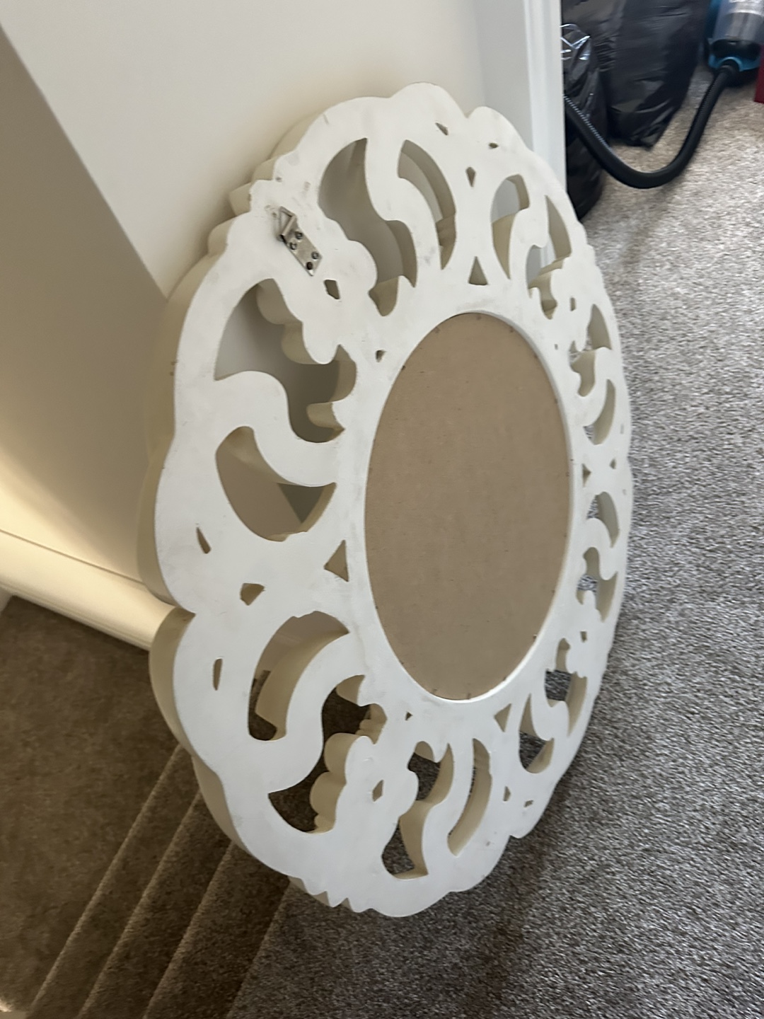 White Ornate Round Wall Mirror - photo 2