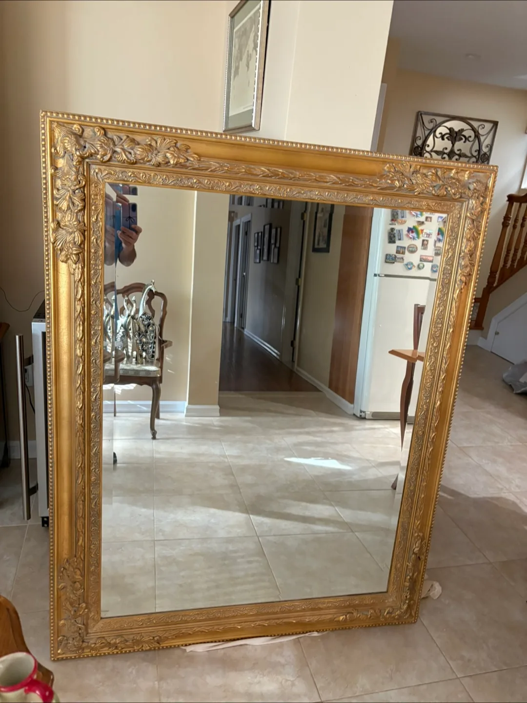 Large Gold Ornate Framed Mirror thumbnail