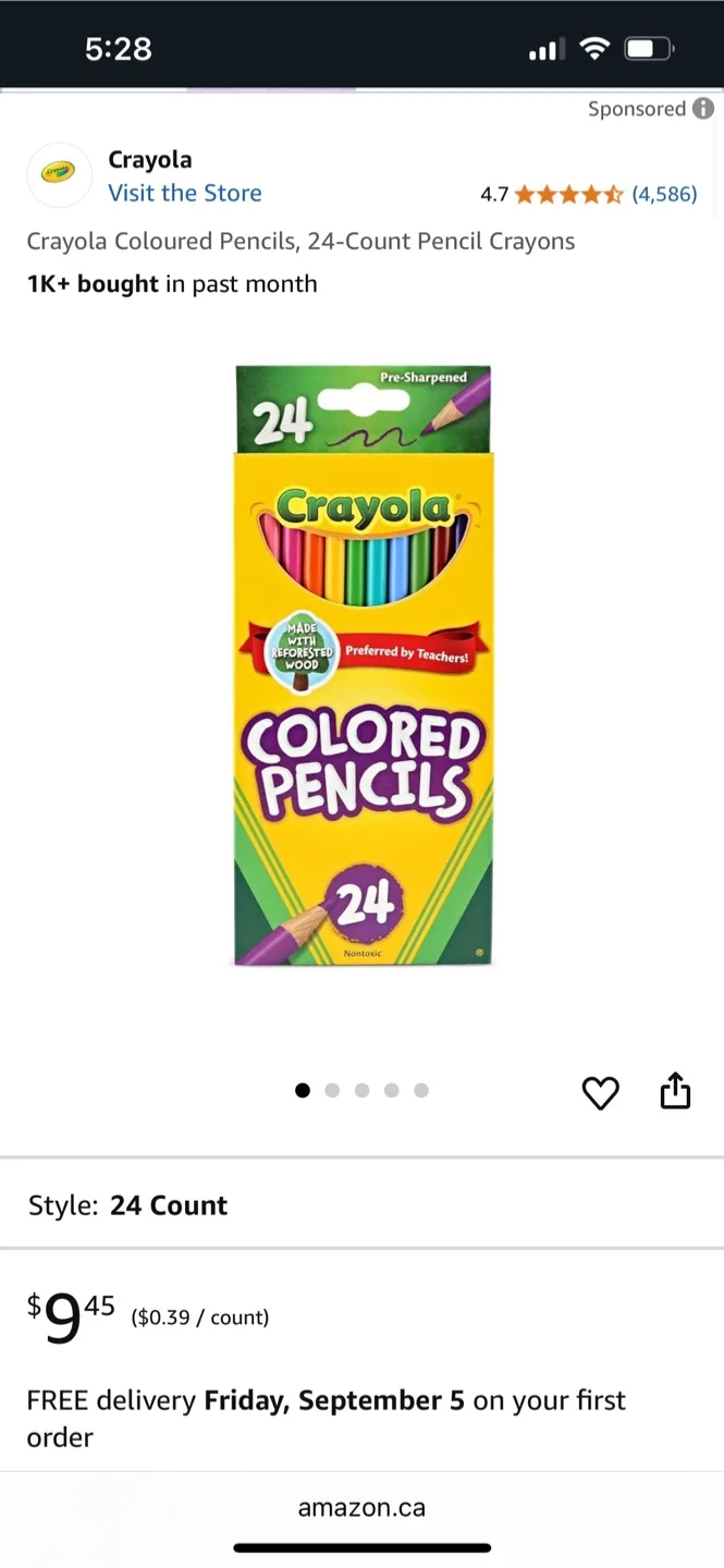 NEW Crayola 24 Coloured Pencils image indicator(3)