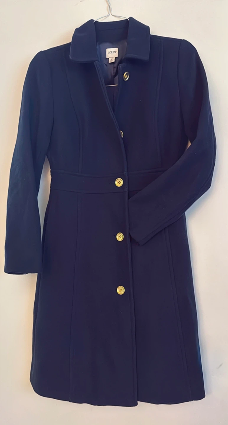 J.Crew Navy Blue Wool Blend Coat - Size 0 - photo 3
