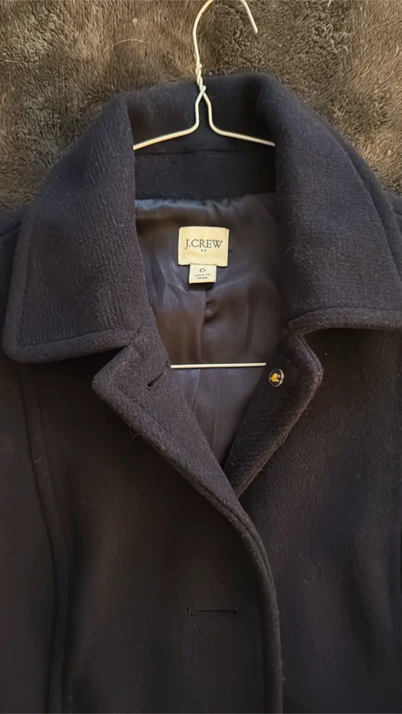 J.Crew Navy Blue Wool Blend Coat - Size 0 thumbnail