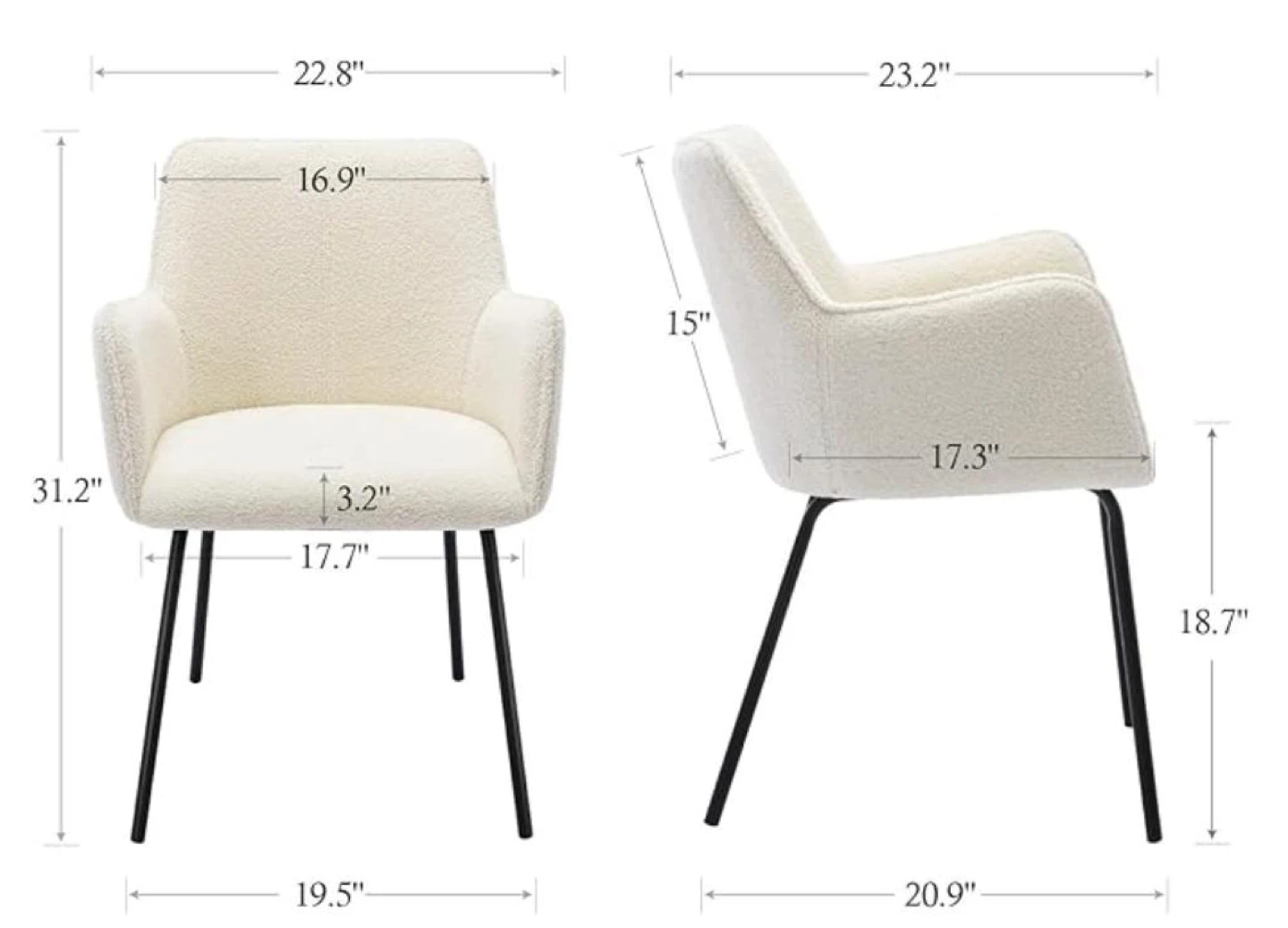 Ivory Boucle Accent Armchair - photo 2