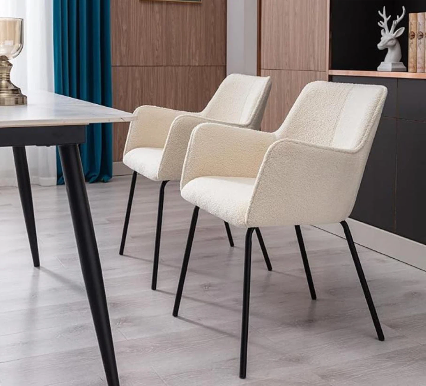 Ivory Boucle Accent Armchair