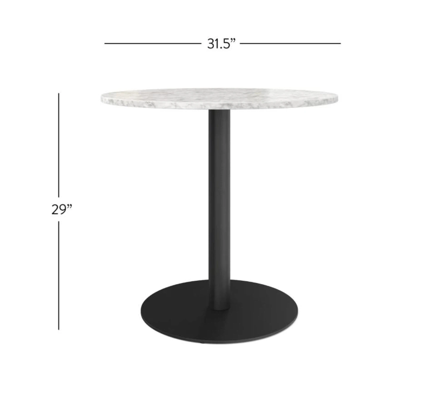 Faux Marble & Metal Bistro Dining Table Black - photo 2