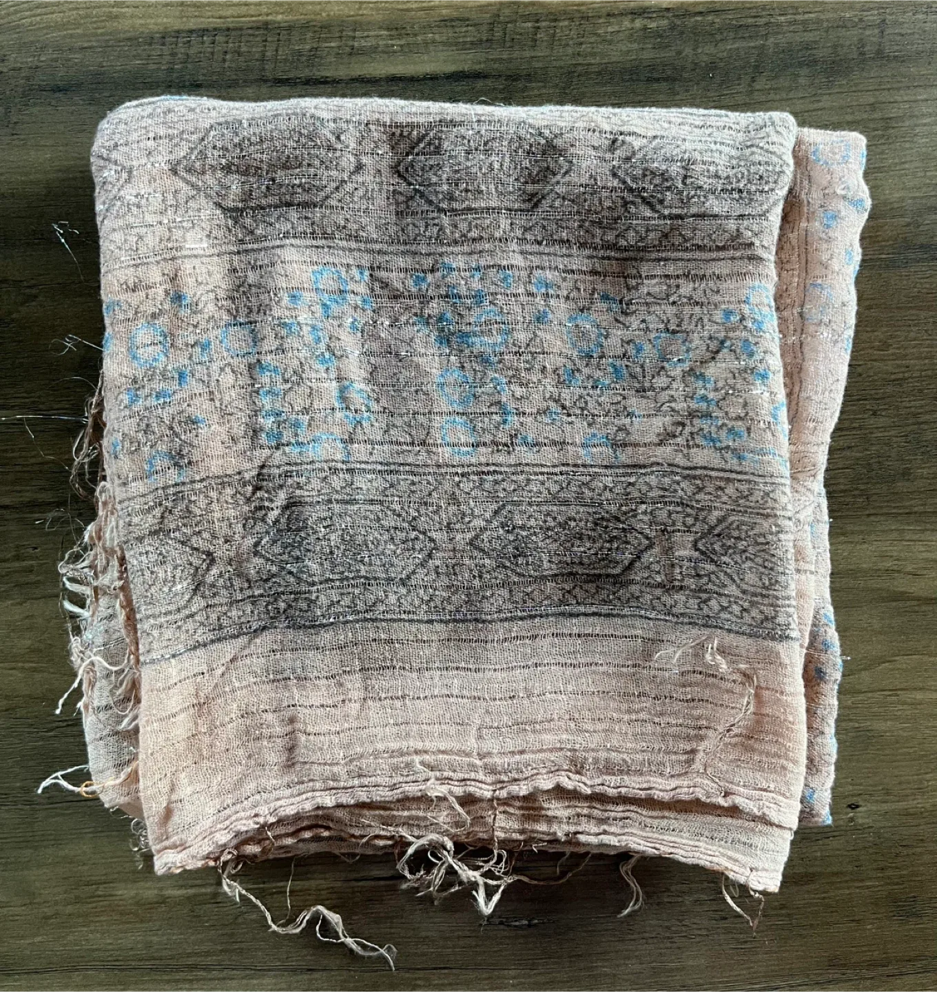 Pink & Blue Patterned Scarf thumbnail