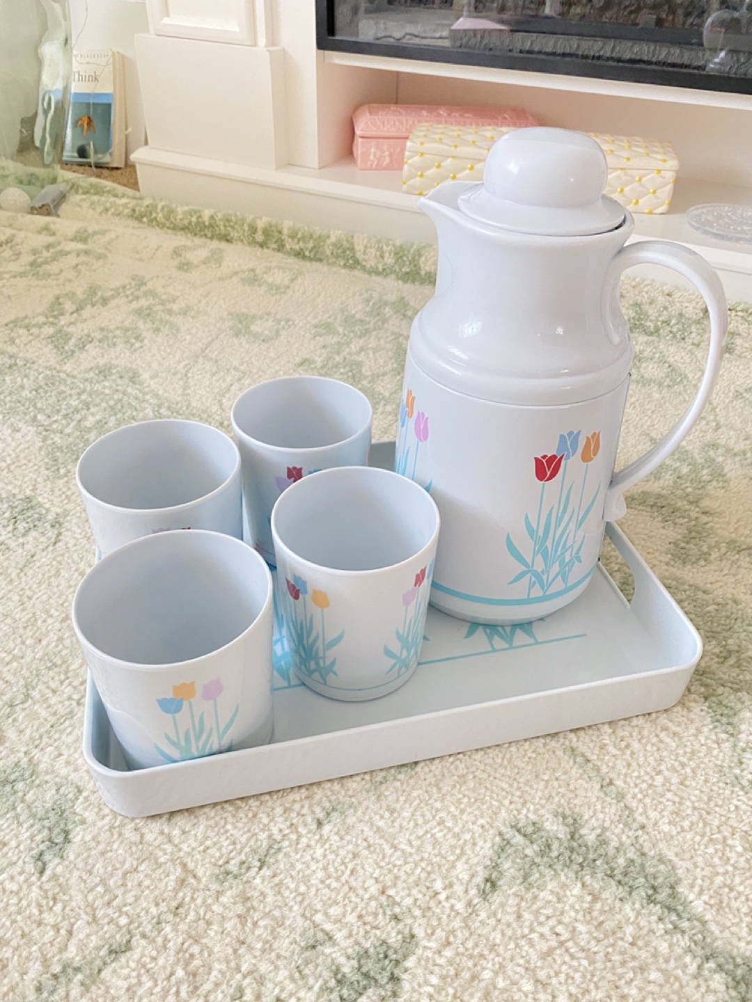 Vintage lemonade picnic set with cups & tray - photo 2