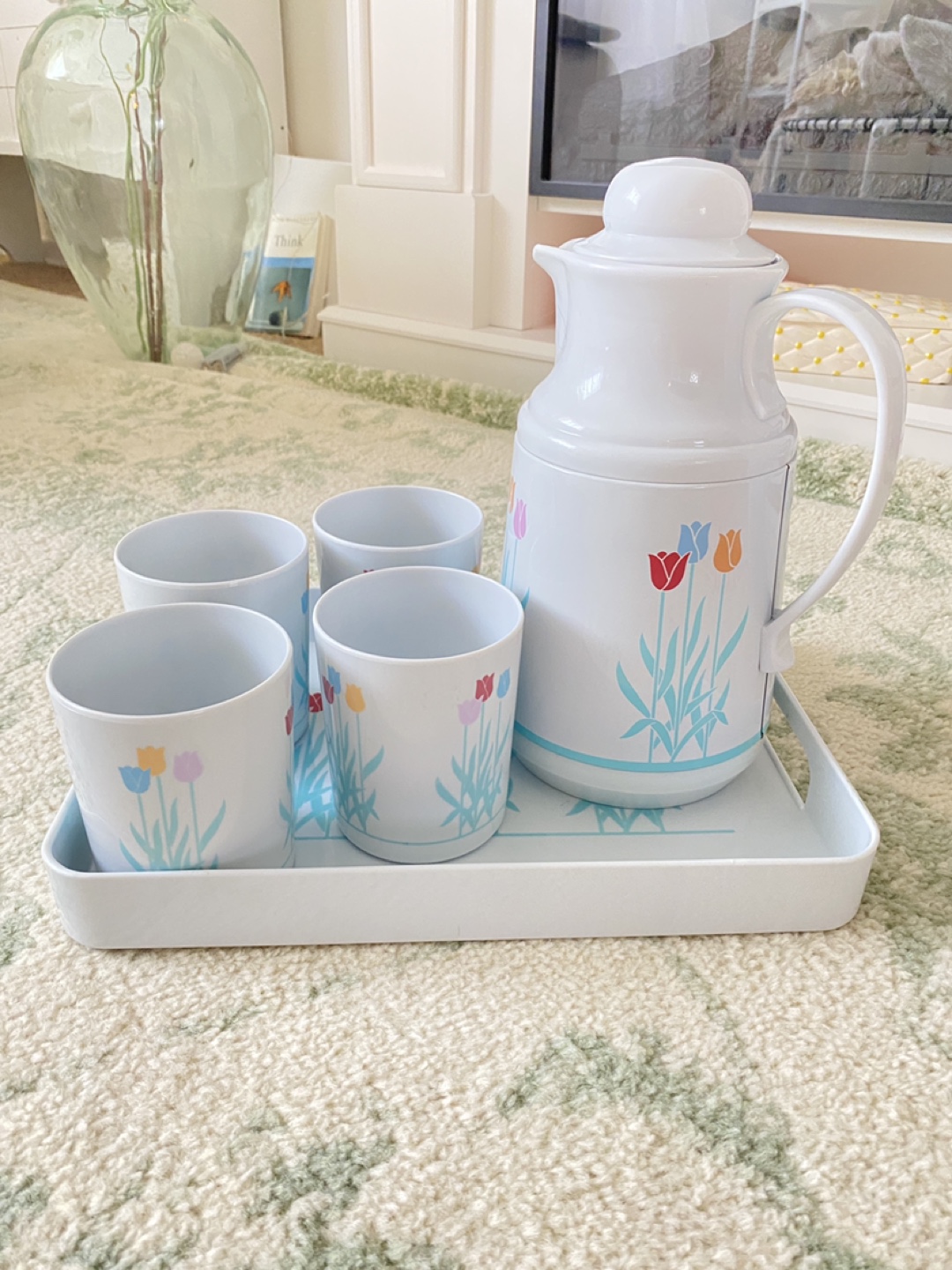 Vintage lemonade picnic set with cups & tray - photo 3