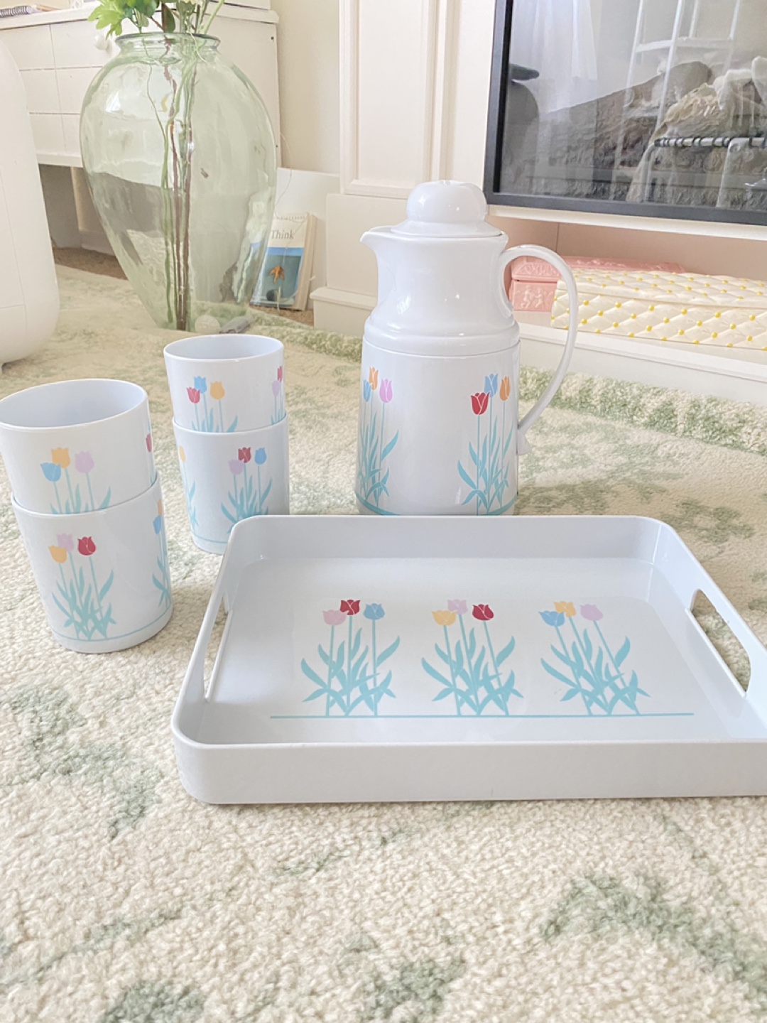 Vintage lemonade picnic set with cups & tray
