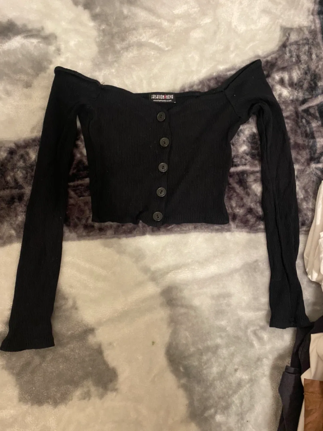 Fashion Nova Black Off-Shoulder Top thumbnail