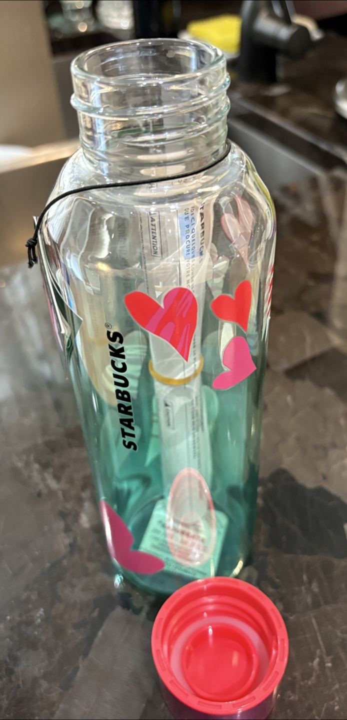 Starbucks BNWT Heart Glass Water Bottle - photo 3