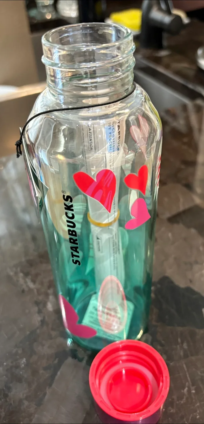 Starbucks BNWT Heart Glass Water Bottle image indicator(3)