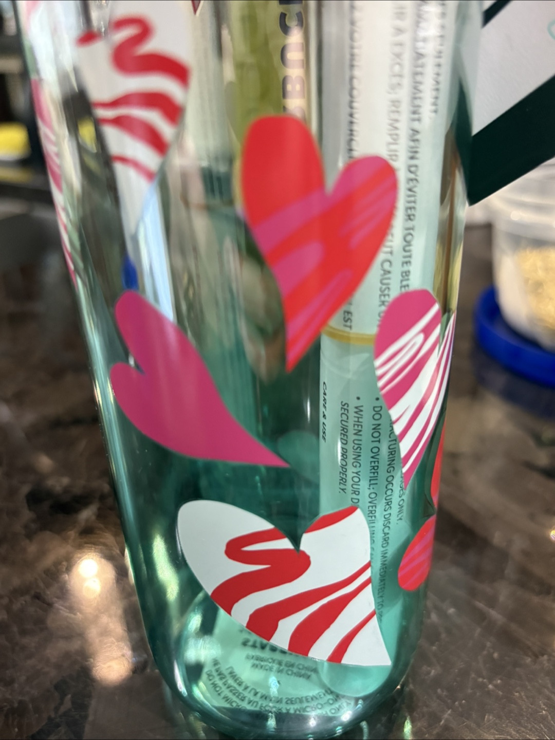 Starbucks BNWT Heart Glass Water Bottle - photo 4