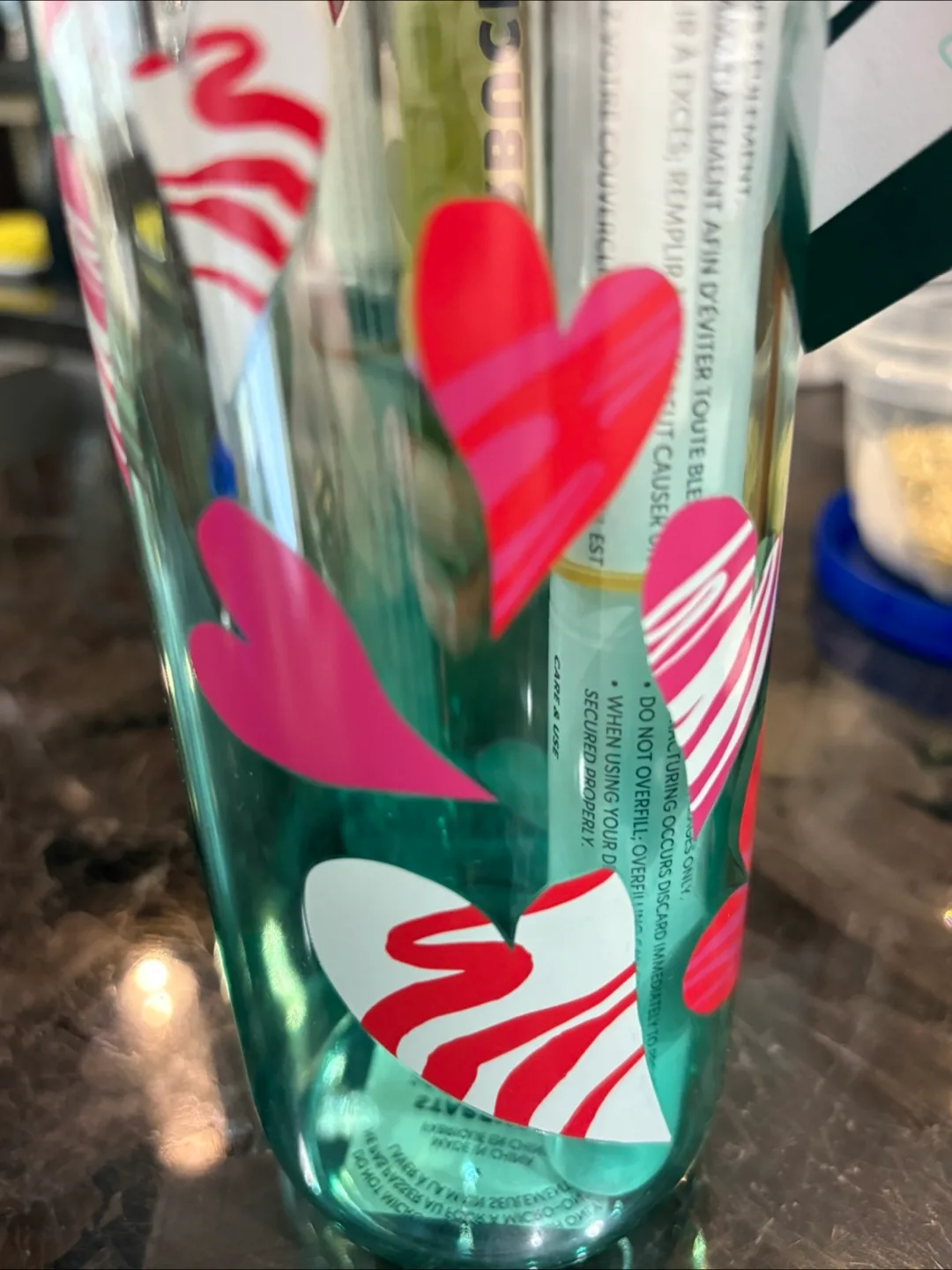 Starbucks BNWT Heart Glass Water Bottle image indicator(4)