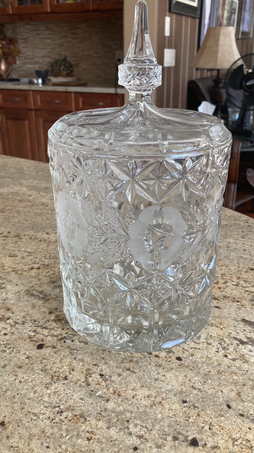 Vintage Crystal Candy Dish with Lid