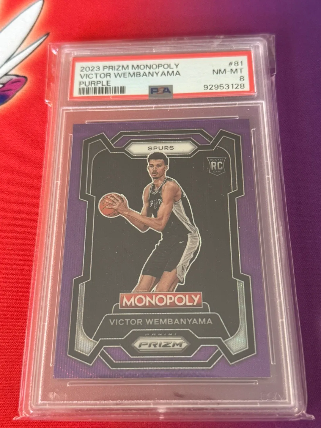 Victor Wembanyama 2023 Prizm Monopoly Purple PSA 8 thumbnail